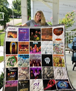 Personalized Deep Purple Album Quilt Bedding Set - Great for Bedroom Decor and Family Gifts