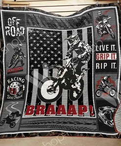 Personalized Dirt Bike Racing Quilt Blanket Bedding Set for Picnic and Family Gifts