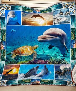 Personalized Dolphin Quilt Bedding Set for Home Decoration and Great Family Gifts