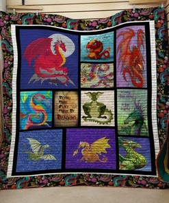 Personalized Dragon Quilt Bedding Set for Family Bedroom Decor and Gifts