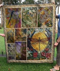 Personalized Dragonfly Quilt Bedding Set, Great for Home Decor and Family Gifts