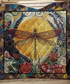 Personalized Dragonfly Quilt Blanket Bedding Set, Great for Family Gift
