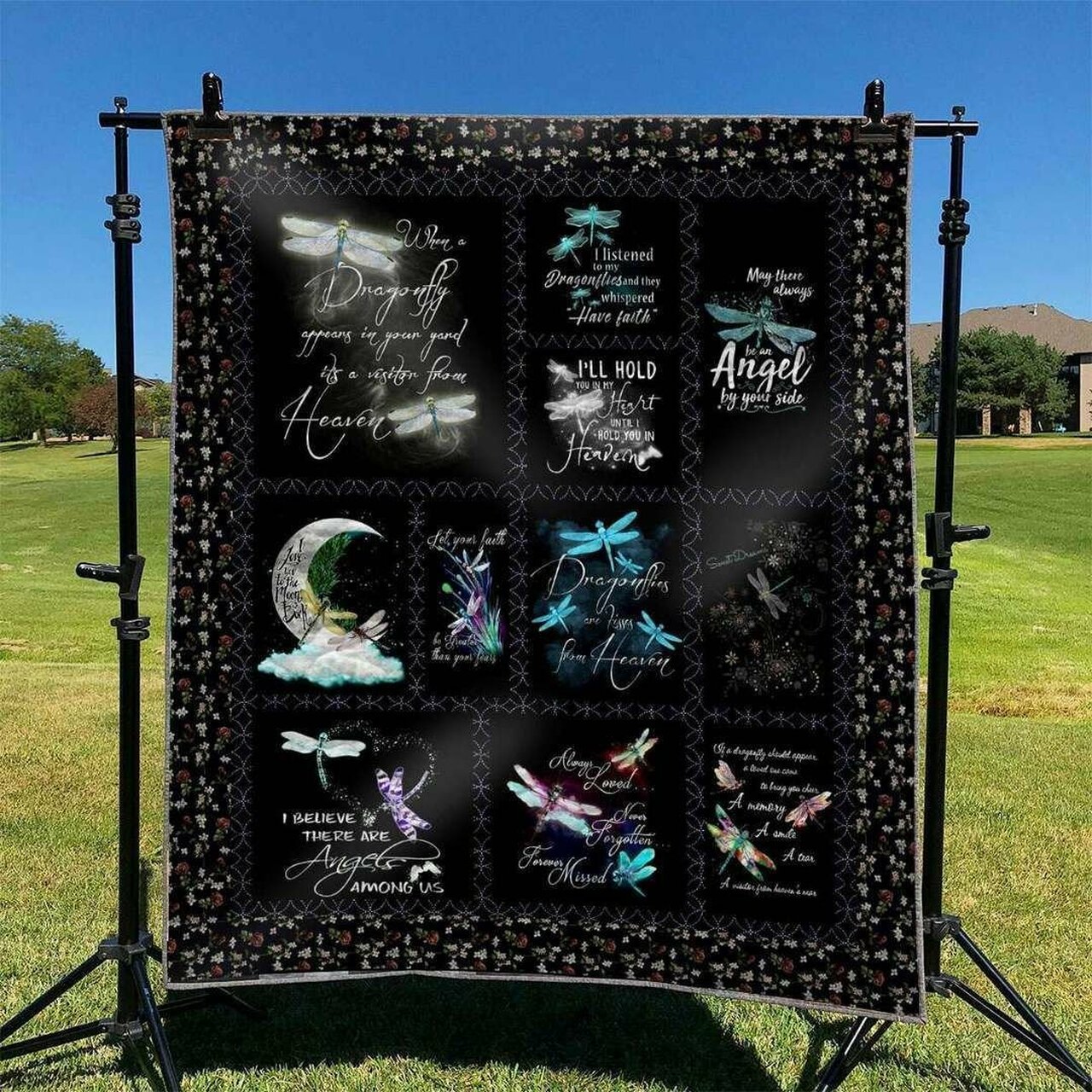 Personalized Dragonfly Quilt Blanket Bedding Set, Ideal for Room Decor and Family Gifts