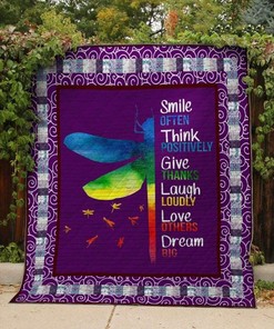 Personalized Dragonfly Smile Quilt Blanket Bedding Set for Home Decoration and Gifts for Family