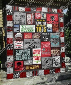 Personalized Eat Sleep Hockey Red Version Quilt Bedding Set for Bedroom Decor and Family Gifts