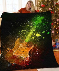 Personalized Electric Guitar Quilt Bedding Set Blanket for Home Decoration and Gifts for Family