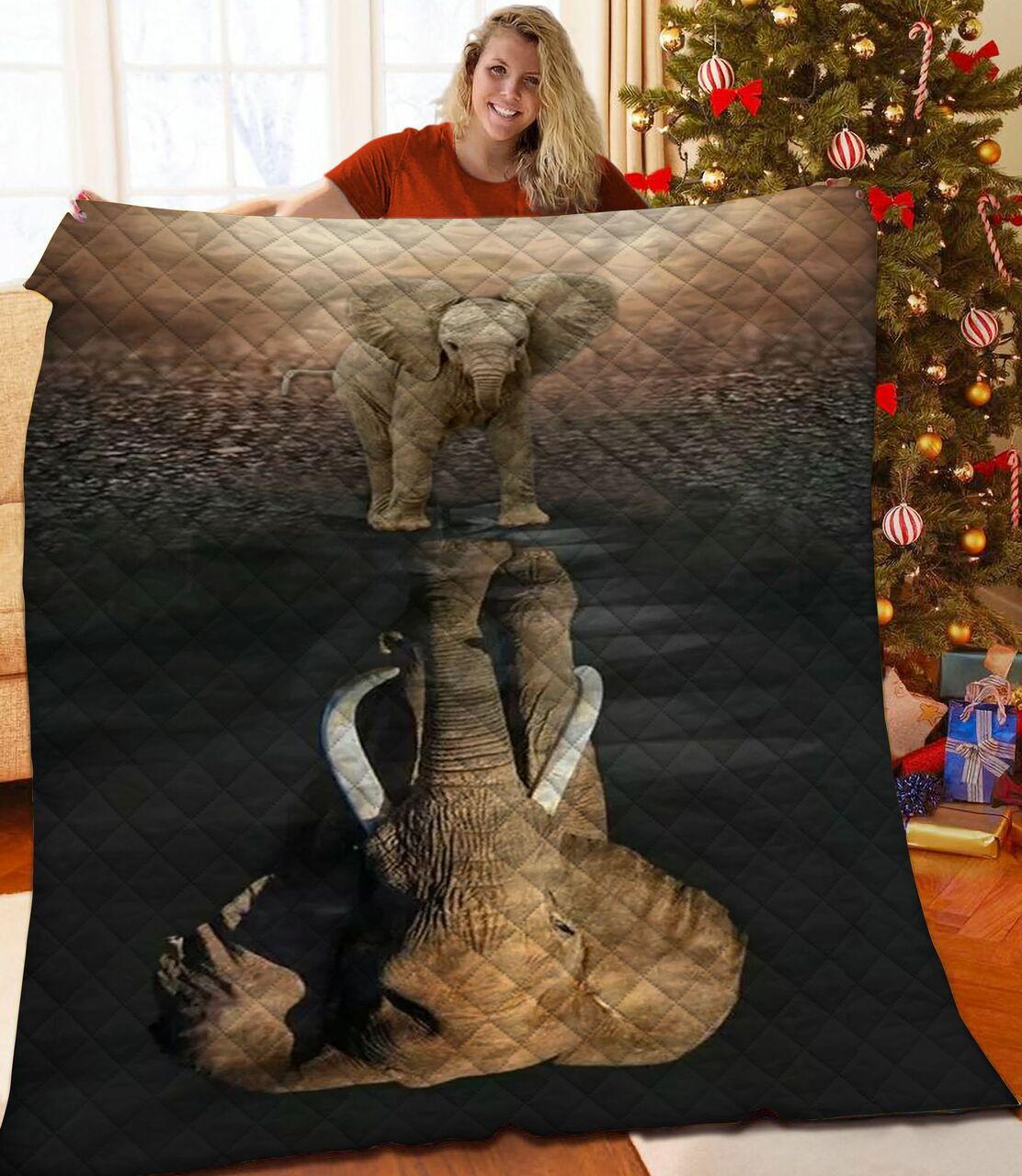 Personalized Elephant Bedding Set with Optional Pillowcases for Family Gifts