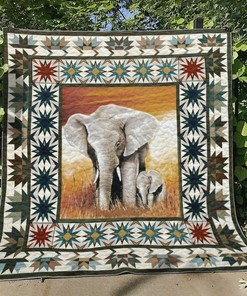 Personalized Elephant Bt190702B Quilt Bedding Set for Home Decoration, Gifts for Family