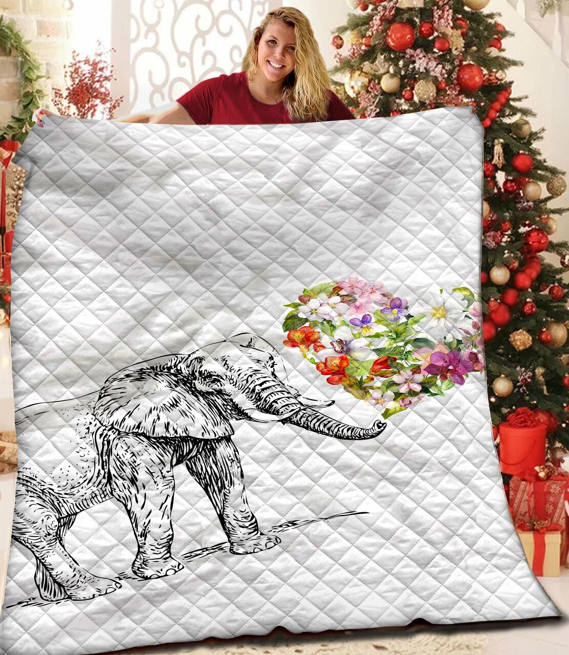 Personalized Elephant Quilt Bedding Set - Great for Bedroom Decor and Family Gifts