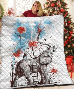 Personalized Elephant Quilt Bedding Set for Bedroom Decor and Gifts for Family, Suitable for Home Decoration and Picnic