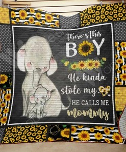 Personalized Elephant Sunflower Quilt Bedding Set for Home Decoration, Gifts for Family