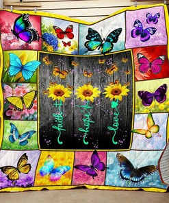 Personalized Faith Hope Love Dragonfly Quilt Bedding Set - Great for Bedroom Decoration and Family Gifts
