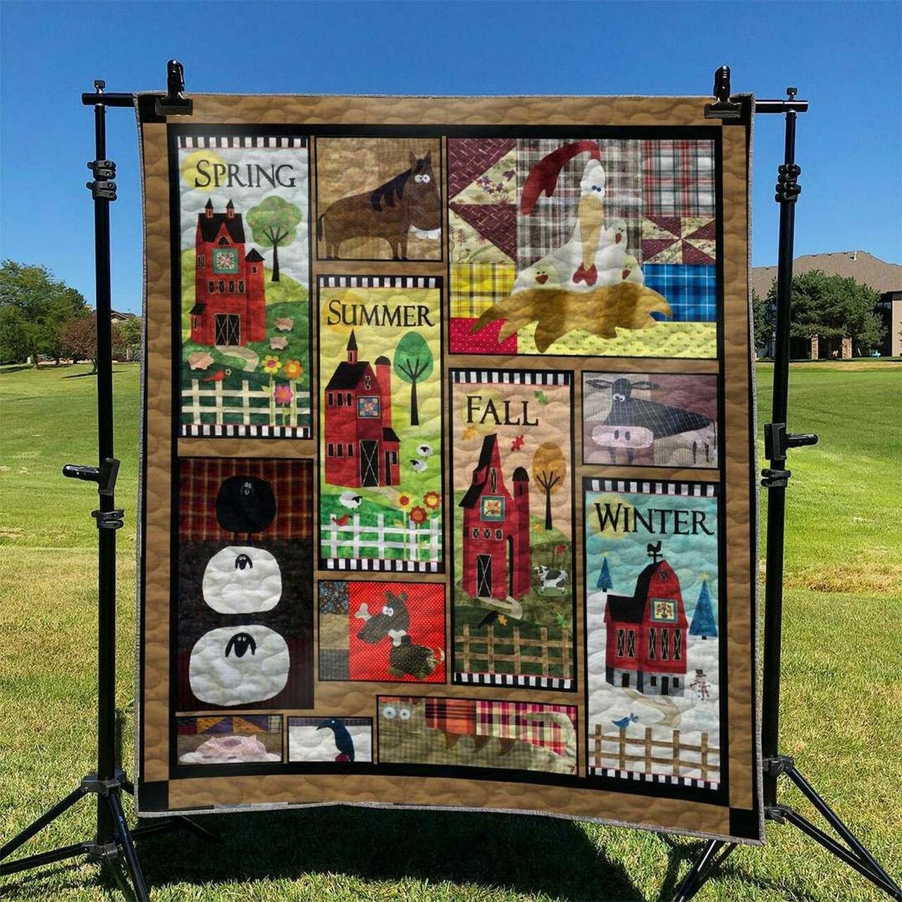 Personalized Farm Quilt Bedding Set with Customizable Name, Perfect for Home Decoration and Family Gifts