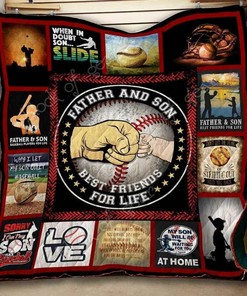 Personalized Father and Son Baseball Blanket Quilt Bedding Set - Great for Bedroom Decor and Family Gifts