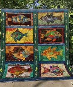 Personalized Fishing: A Fish Quilt Blanket Bedding Set for Home Decoration and Gifts for Family