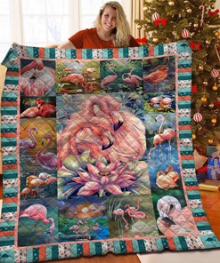 Personalized Flamingo Quilt Bedding Set Bedroom Decor, Gifts for Family
