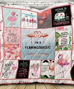 Personalized Flamingoaholic Flamingo Quilt Bedding Set - Great for Bedroom Decoration and Family Gifts