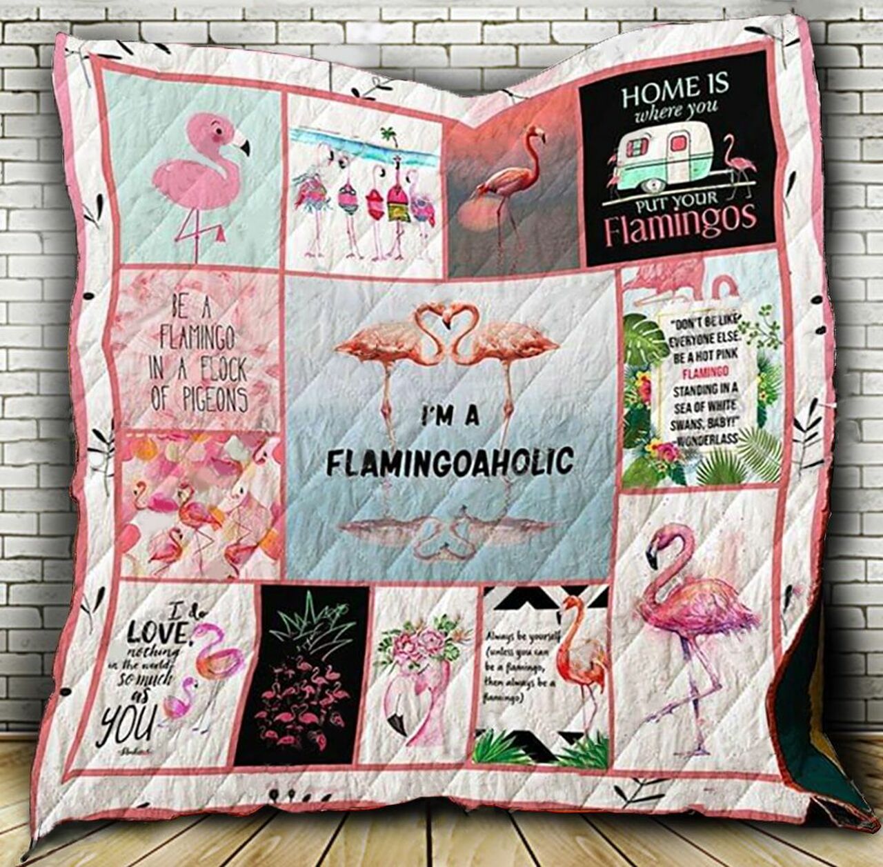 Personalized Flamingoaholic Flamingo Quilt Bedding Set - Great for Bedroom Decoration and Family Gifts