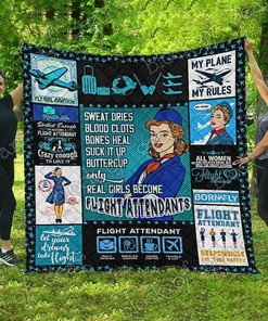 Personalized Flight Attendant Quilt Blanket Bedding Set - Perfect for Home Decoration and Family Gifts
