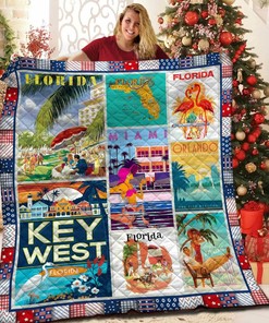 Personalized Florida Quilt Bedding Set for Home Decor and Picnics, Gifts for Family