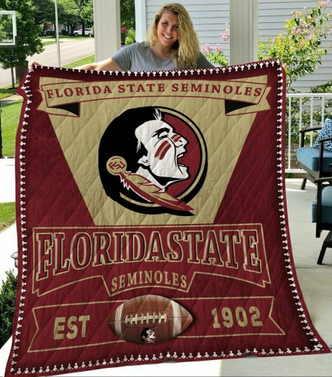 Personalized Florida State Seminoles Quilt Bedding Set for Home Decoration