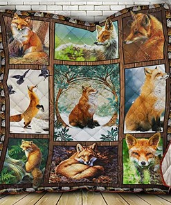Personalized Fox Quilt Bedding Set Blanket - Great for Home Decoration and Family Gifts