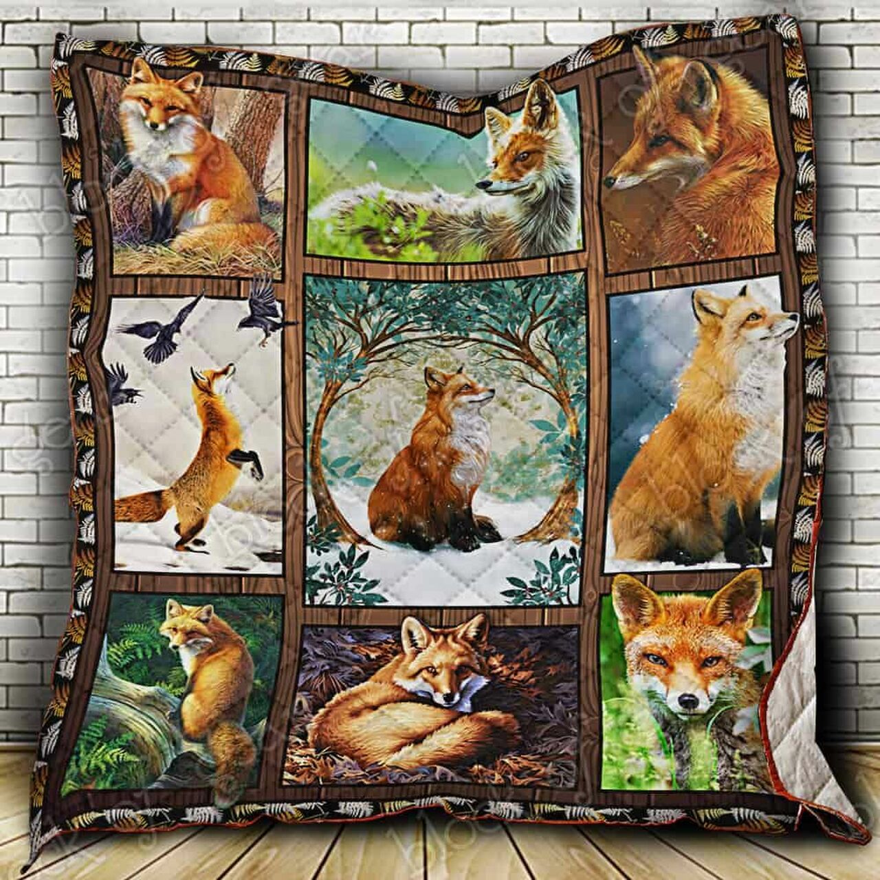 Personalized Fox Quilt Bedding Set Blanket - Great for Home Decoration and Family Gifts