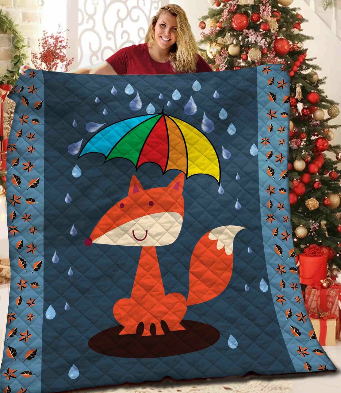 Personalized Fox Quilt Bedding Set for Comfort and Style, Perfect for Family Gifts