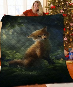 Personalized Fox Quilt Bedding Set with Customizable Name or Sentence