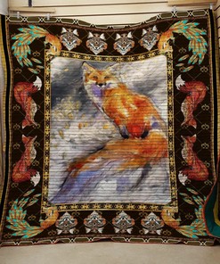 Personalized Fox Quilt Blanket Bedding Set for Home Decoration and Family Gifts