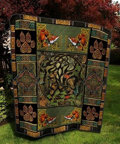Personalized Fox Shinning Love Like A Star Quilt Bedding Set Blanket, Great for Bedroom Decor and Family Gifts