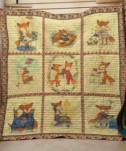 Personalized Friend Fox Quilt Blanket Bedding Set for Home Decor and Family Gifts