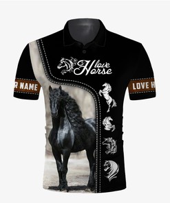 Personalized Friesian Horse Riding 3D All Over Printed Polo Shirt