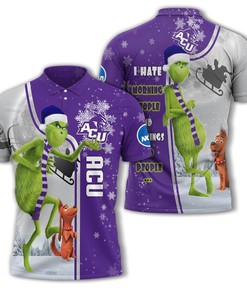 Personalized Funny Christmas The Grinch Abilene Christian Wildcats NCAA I Hate Morning People Shirt Gifts Unisex 3D Polo
