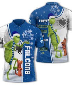 Personalized Funny Christmas The Grinch Air Force Falcons NCAA I Hate Morning People Shirt Gifts Unisex 3D Polo