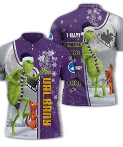 Personalized Funny Christmas The Grinch Albany Great Danes NCAA I Hate Morning People Shirt Gifts Unisex 3D Polo