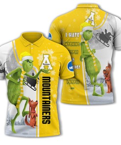 Personalized Funny Christmas The Grinch Appalachian State Mountaineers NCAA I Hate Morning People Polo Shirt