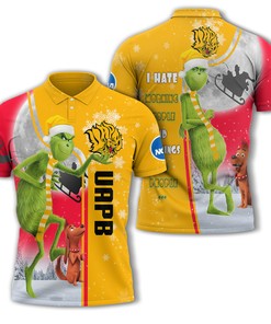 Personalized Funny Christmas The Grinch Arkansas PB Golden Lions NCAA I Hate Morning People Shirt Gifts Unisex 3D Polo