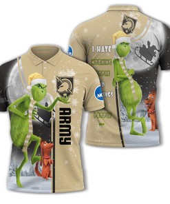 Personalized Funny Christmas The Grinch Army Black Knights NCAA I Hate Morning People Shirt Gifts Unisex 3D Polo