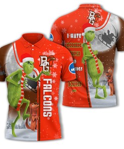 Personalized Funny Christmas The Grinch Bowling Green Falcons NCAA I Hate Morning People Shirt Gifts Unisex 3D Polo