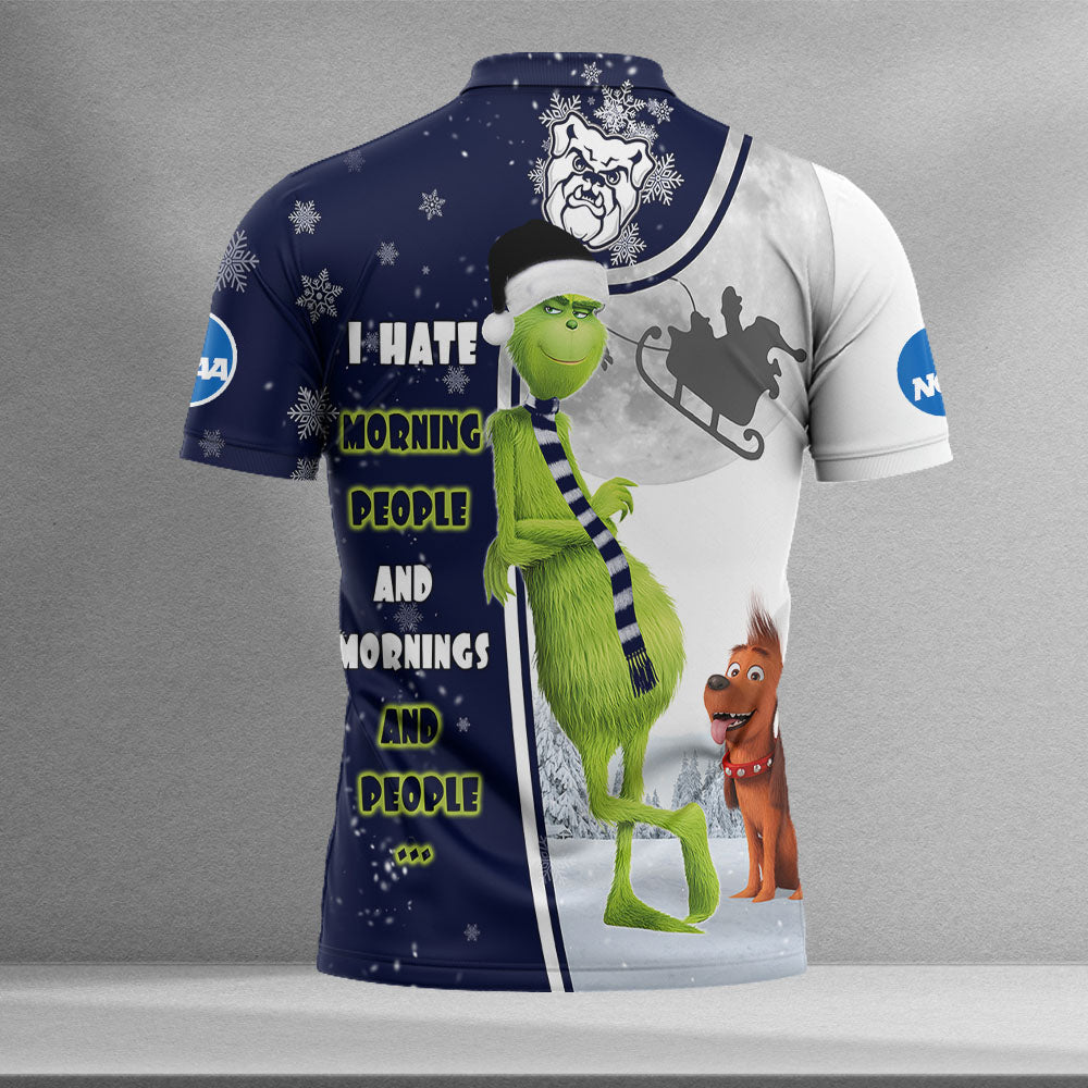 Personalized Funny Christmas The Grinch Butler Bulldogs NCAA I Hate Morning People Shirt Gifts Unisex 3D Polo - Image 2
