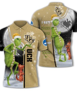 Personalized Funny Christmas The Grinch Central Florida Knights NCAA I Hate Morning People Shirt Gifts Unisex 3D Polo