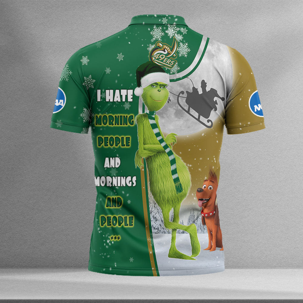 Personalized Funny Christmas The Grinch Charlotte 49ers NCAA I Hate Morning People Shirt Gifts Unisex 3D Polo - Image 2