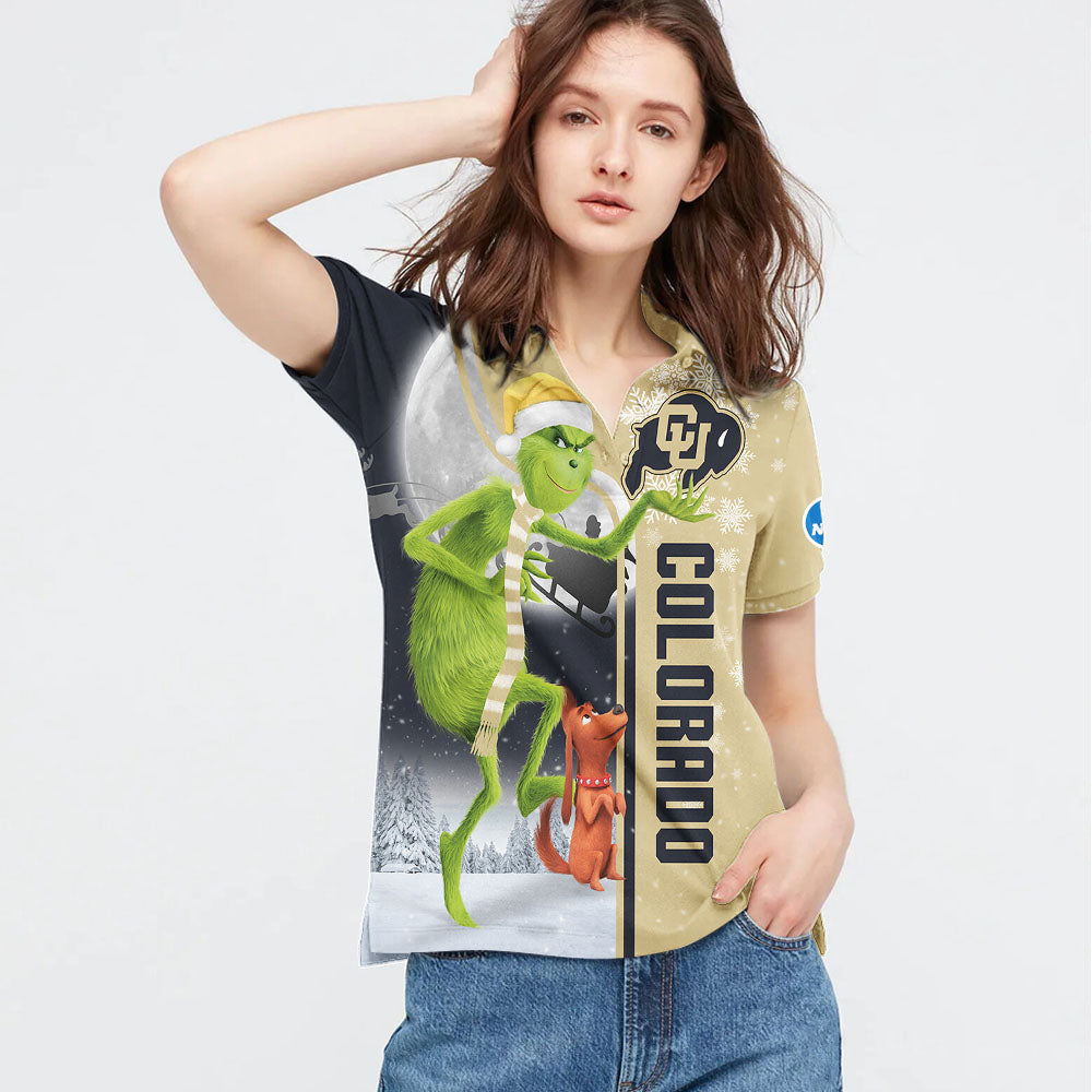 Personalized Funny Christmas The Grinch Colorado Buffaloes NCAA I Hate Morning People Shirt Gifts Unisex 3D Polo - Image 3