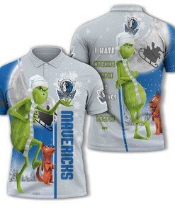 Personalized Funny Christmas The Grinch Dallas Mavericks NBA I Hate Morning People Shirt Gifts Unisex 3D Polo