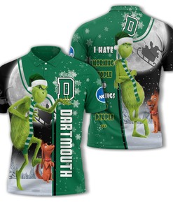 Personalized Funny Christmas The Grinch Dartmouth Big Green NCAA I Hate Morning People Shirt Gifts Unisex 3D Polo