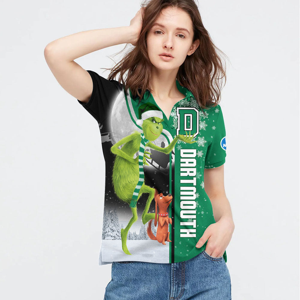 Personalized Funny Christmas The Grinch Dartmouth Big Green NCAA I Hate Morning People Shirt Gifts Unisex 3D Polo - Image 3