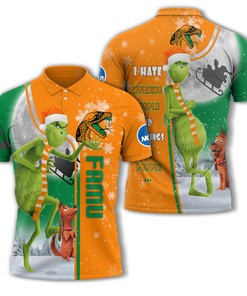 Personalized Funny Christmas The Grinch Florida AM Rattlers NCAA I Hate Morning People Shirt Gifts Unisex 3D Polo