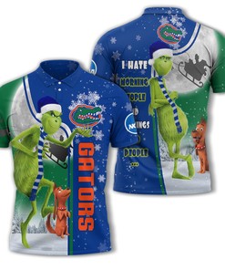 Personalized Funny Christmas The Grinch Florida Gators NCAA I Hate Morning People Shirt Gifts Unisex 3D Polo
