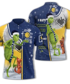 Personalized Funny Christmas The Grinch Indiana Pacers NBA I Hate Morning People Shirt Gifts Unisex 3D Polo